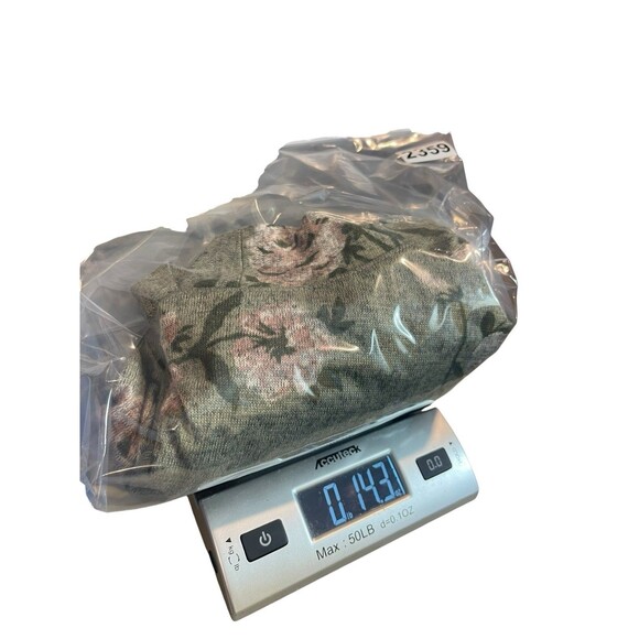 Lane Bryant 22/24 Soft Floral Knit Cardigan Open Sage Green Pink Pockets Tunic - Picture 9 of 12